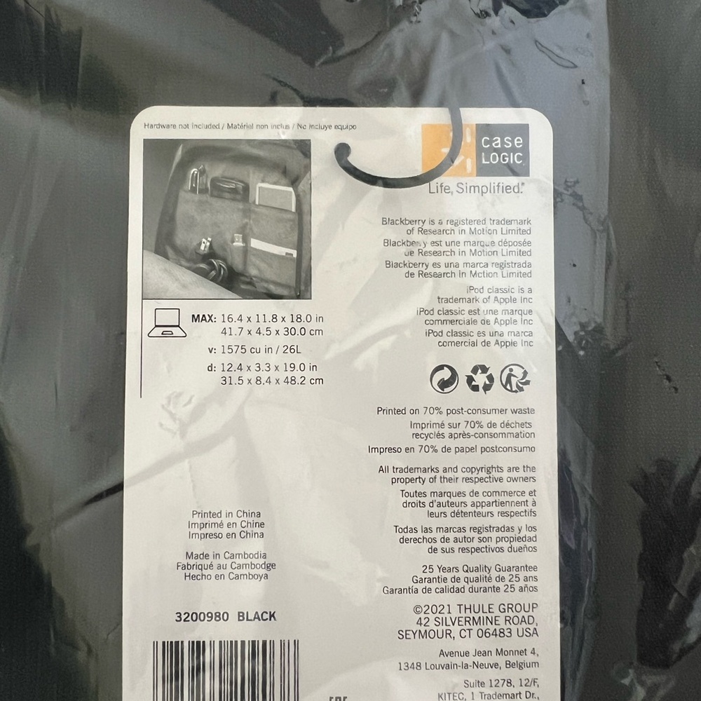 Case Logic Black Backpack Nwt - image 2